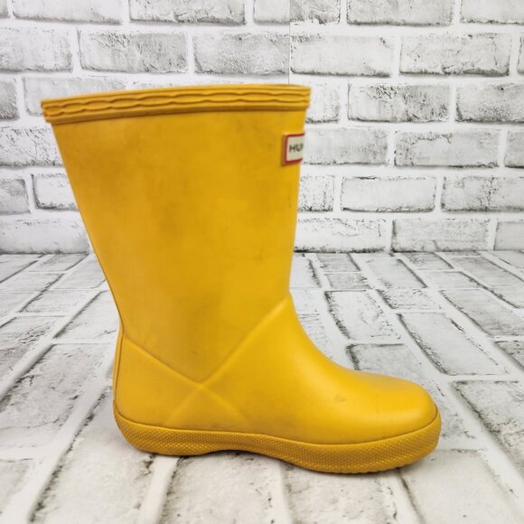 Hunter Original First Classic Youth 10 Boys / 11 Girls Yellow Pull-On Rain Boots - Picture 6 of 10